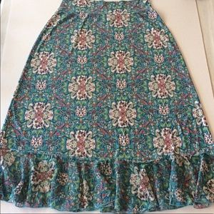 BISOU BISOU TEAL FLORAL MAXI SKIRT SIZE 1X